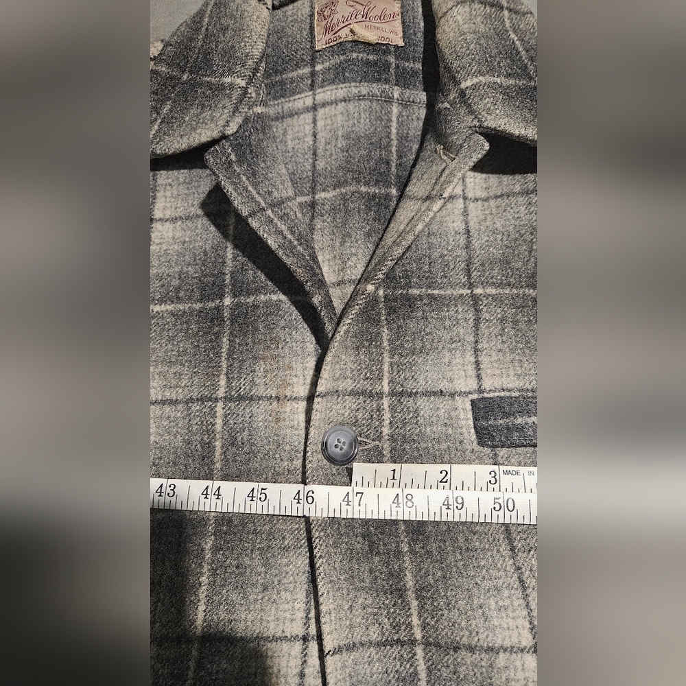 VINTAGE Merrill Woolens Men's Plaid Jacket - Gray - Picture 7 of 7